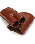 Double leather cigar case, dark tan, inside