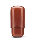 Double leather cigar case, dark tan, front