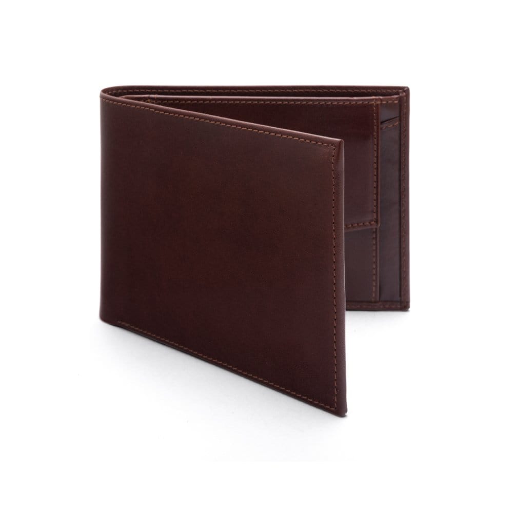 Leather coin wallet, dark tan, front