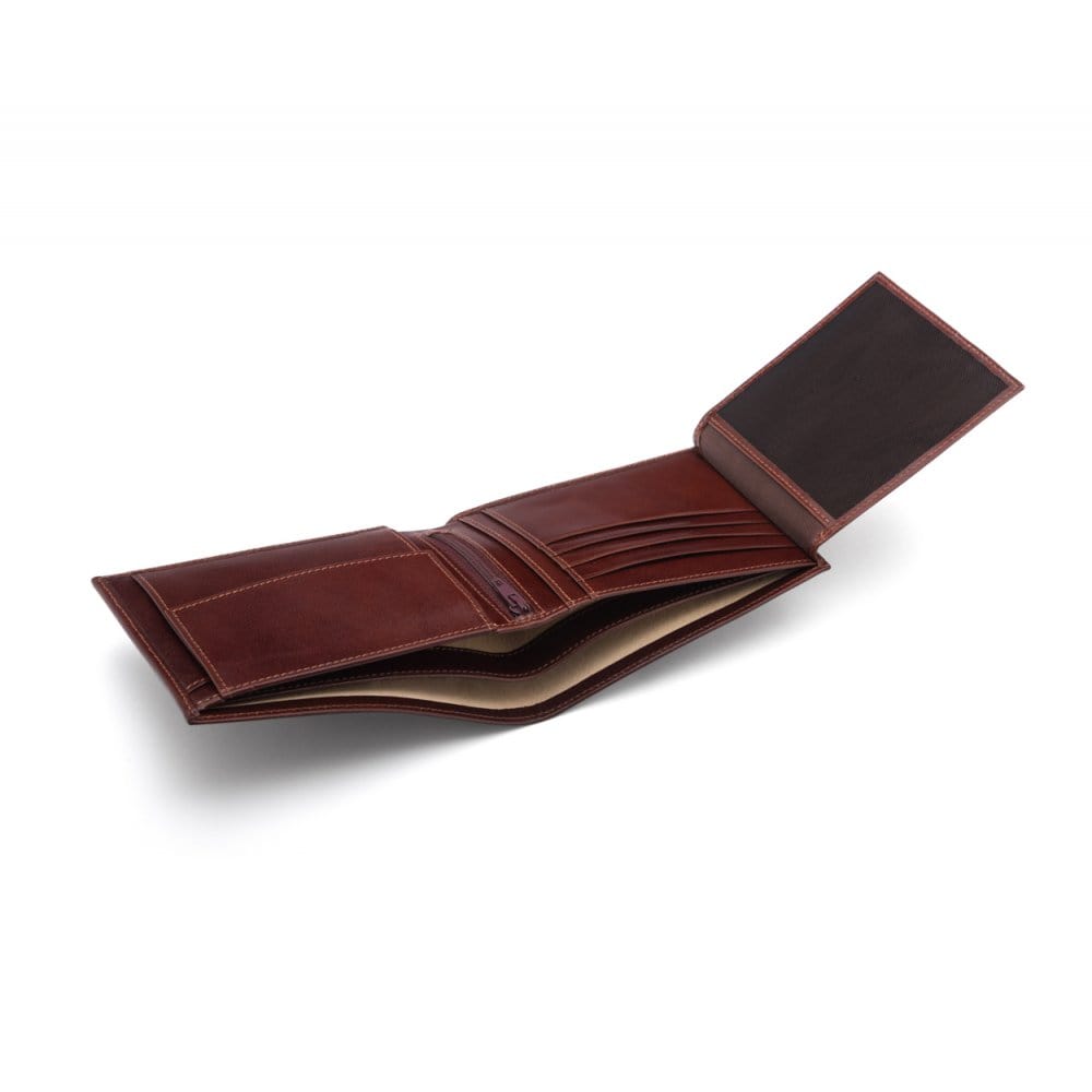 Leather coin wallet, dark tan, interior