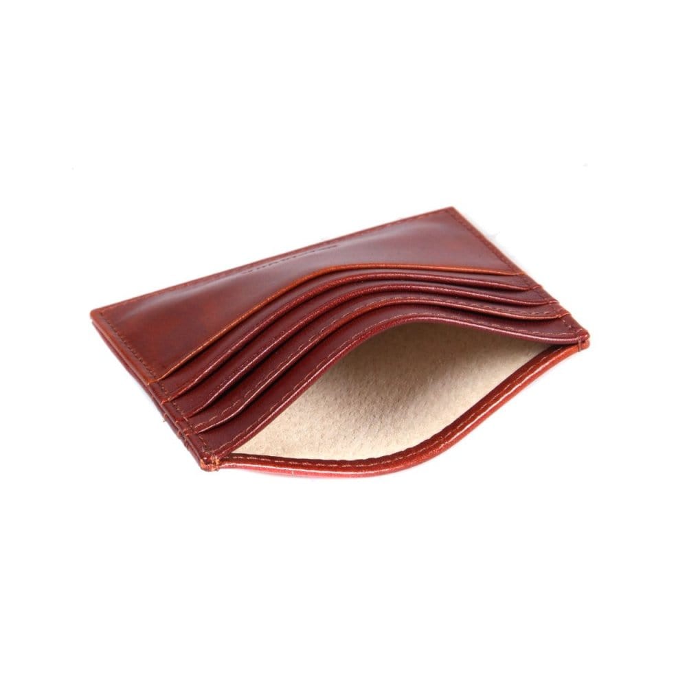 Dark Tan Flat Leather 8 Credit Card Wallet