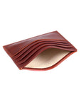 Dark Tan Flat Leather 8 Credit Card Wallet