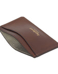 Dark Tan Flat Leather Credit Card Case With RFID Blocking Lining