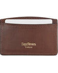 Dark Tan Flat Leather Credit Card Case With RFID Blocking Lining