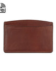 RFID Flat Leather Card Holder, dark tan, front view