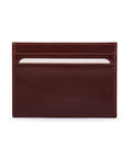 Flat leather credit card wallet 4 CC, dark tan, front