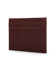 Flat leather credit card wallet 4 CC, dark tan, side