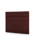 Flat leather credit card wallet 4 CC, dark tan, back