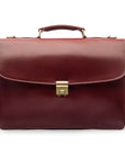 Leather trolley sleeve briefcase, dark tan, front