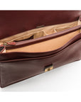 Leather trolley sleeve briefcase, dark tan, inside