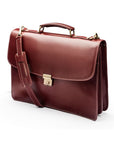 Leather trolley sleeve briefcase, dark tan, side