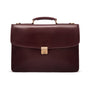 Leather Briefcase with combination lock, Harvard, dark tan, front