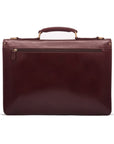 Leather Briefcase with combination lock, Harvard, dark tan, back