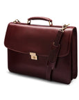 Leather Briefcase with combination lock, Harvard, dark tan, side