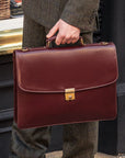 Leather Briefcase with combination lock, Harvard, dark tan, lifestyle