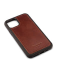 iPhone 11 Pro Max protective leather back cover, dark tan, back view