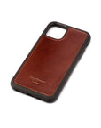 iPhone 11 protective leather back cover, dark tan, front