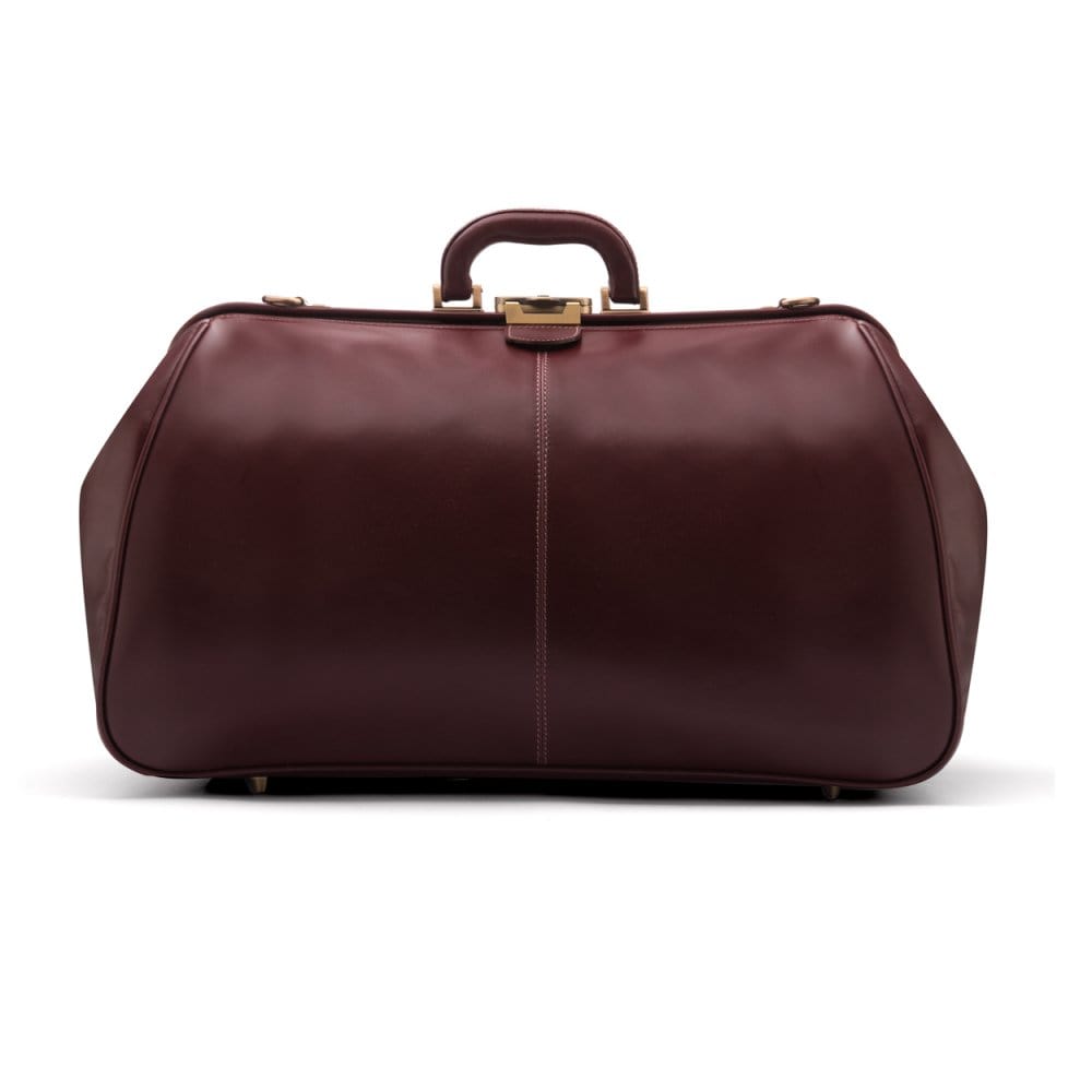 Large leather Gladstone holdall, dark tan, front