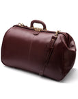 Large leather Gladstone holdall, dark tan, with shoulder strap