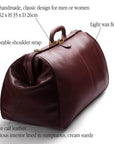 Large leather Gladstone holdall, dark tan, features