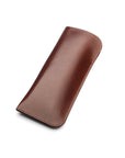 Large leather glasses case, dark tan, front