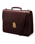 Large leather briefcase, dark tan, side