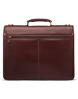 Large leather briefcase, dark tan, back