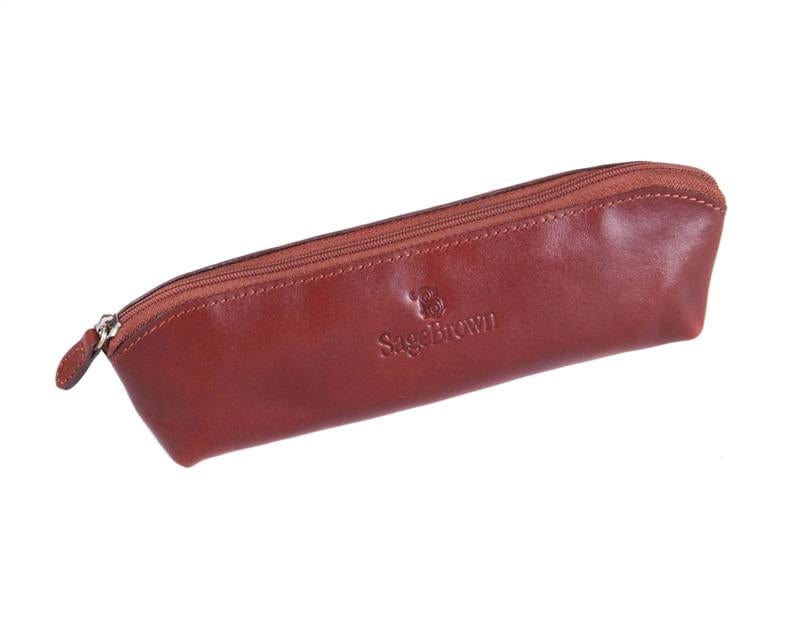 Dark Tan Large Leather Pencil Case