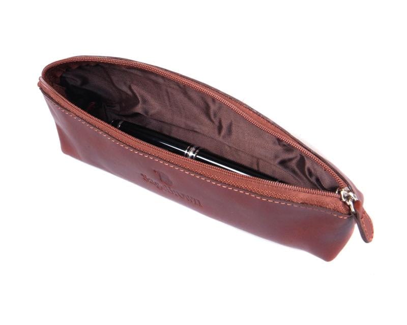 Dark Tan Large Leather Pencil Case