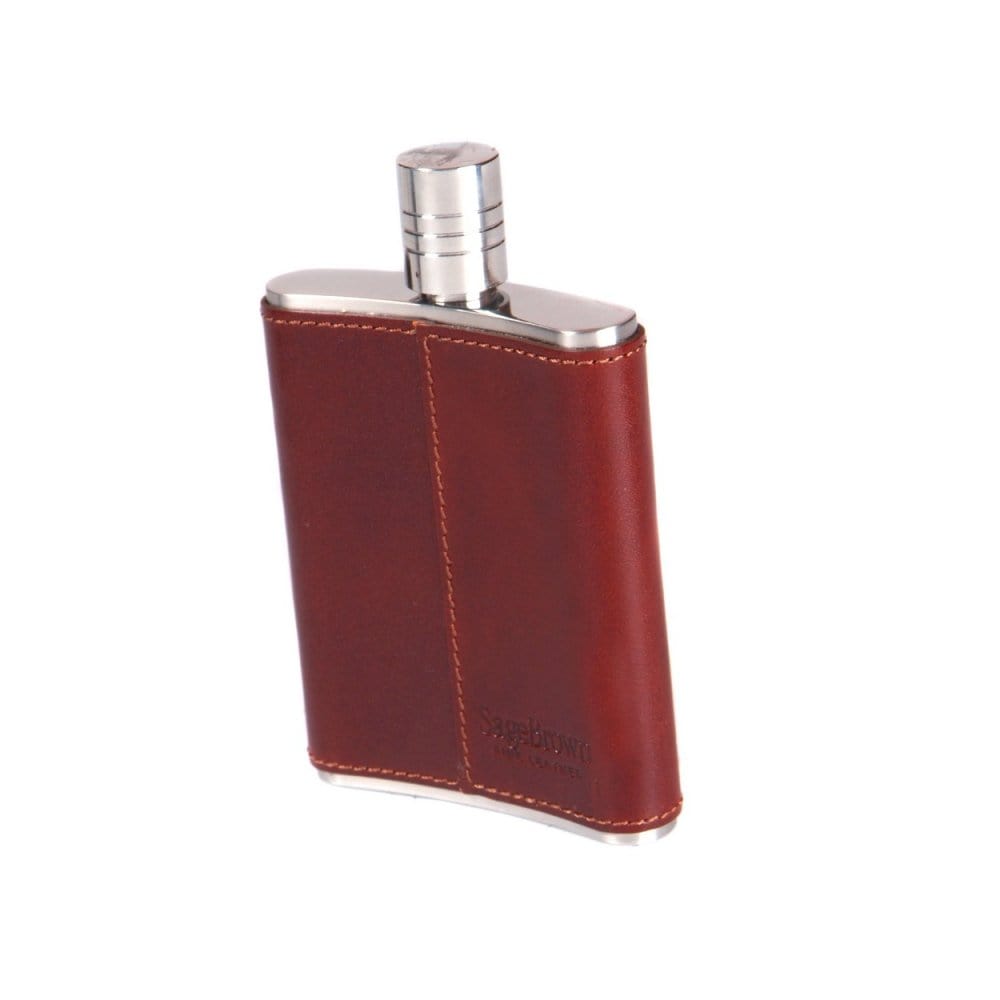 Dark Tan 3oz Leather Hip Flask