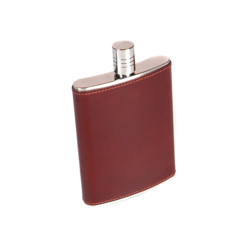 Dark Tan Leather 5oz Hip Flask