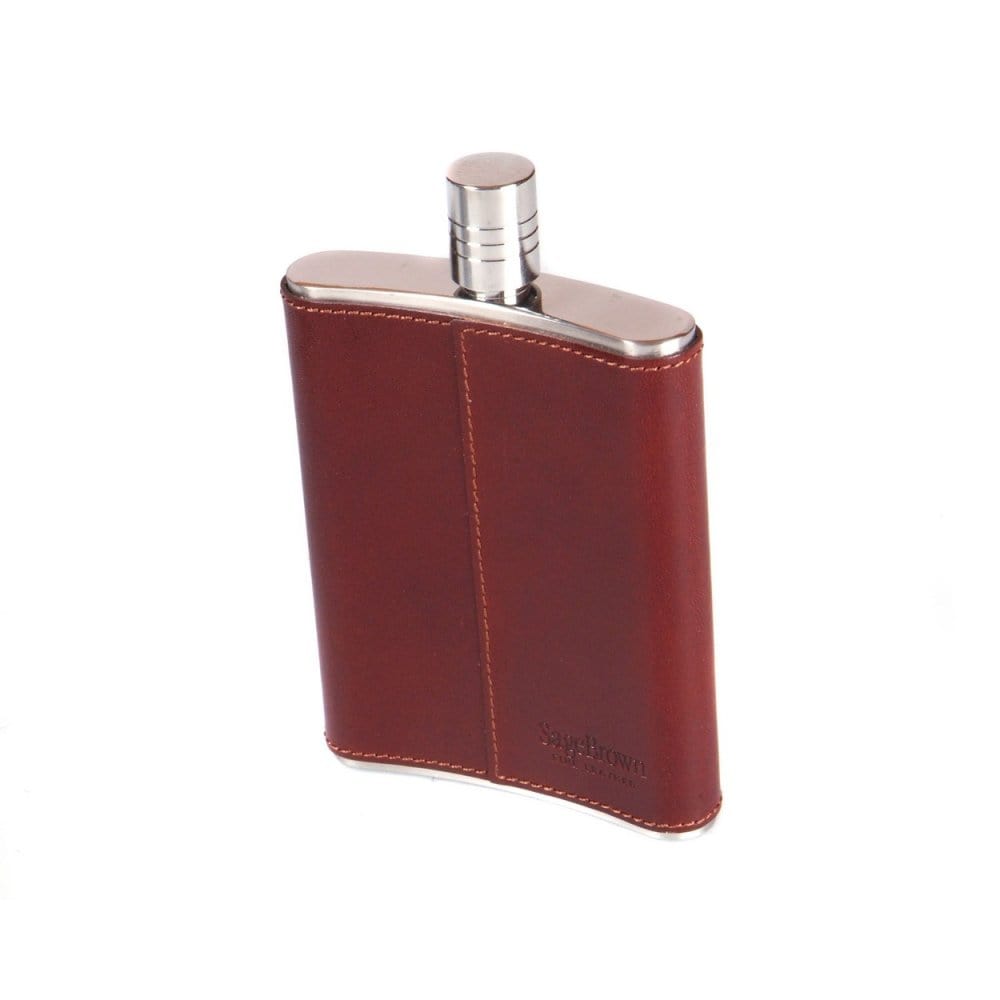 Dark Tan Leather 5oz Hip Flask