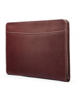 Leather A4 zip around document folder, dark tan, side