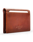 Leather business card envelope, dark tan, back