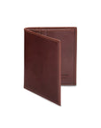 Leather compact billfold wallet 6CC, dark tan, front