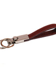 Leather detachable key ring, dark tan, front