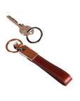 Leather detachable key ring, dark tan