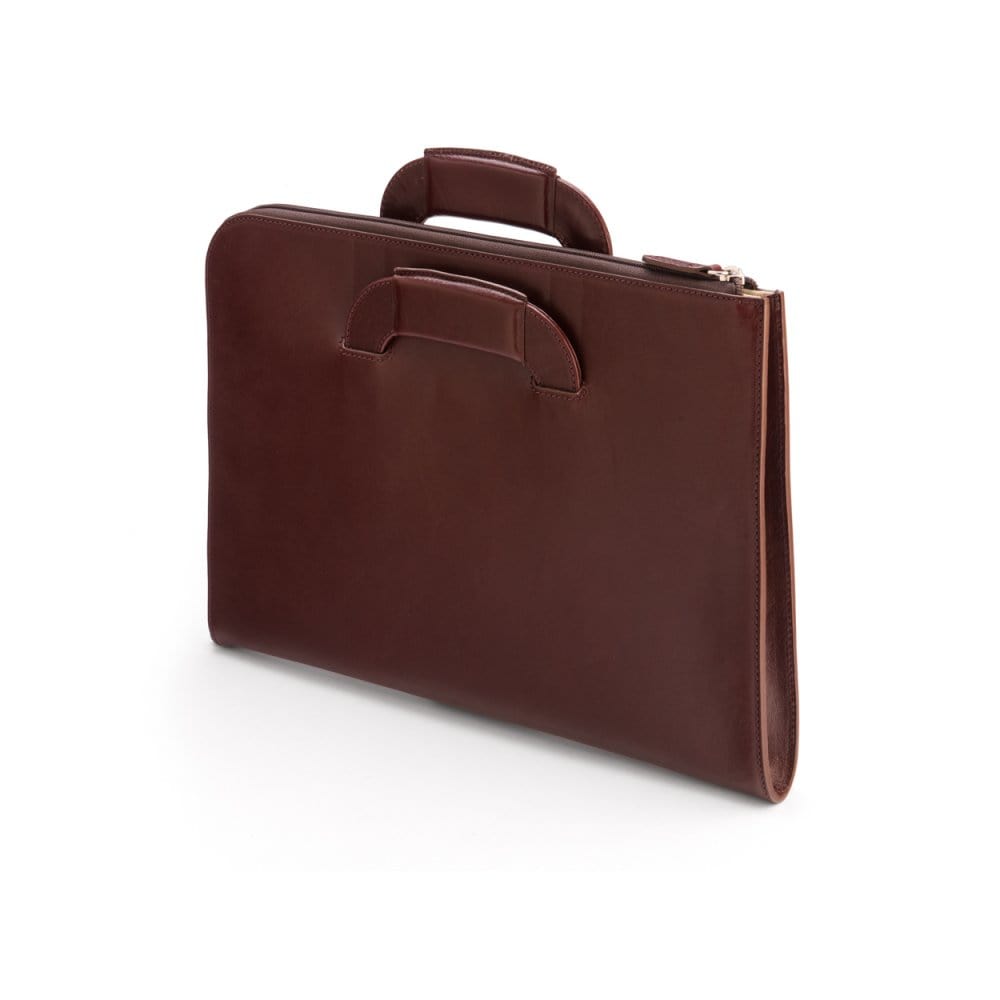 Leather Portfolio, Handles, Dark Tan | Document Folders | SageBrown