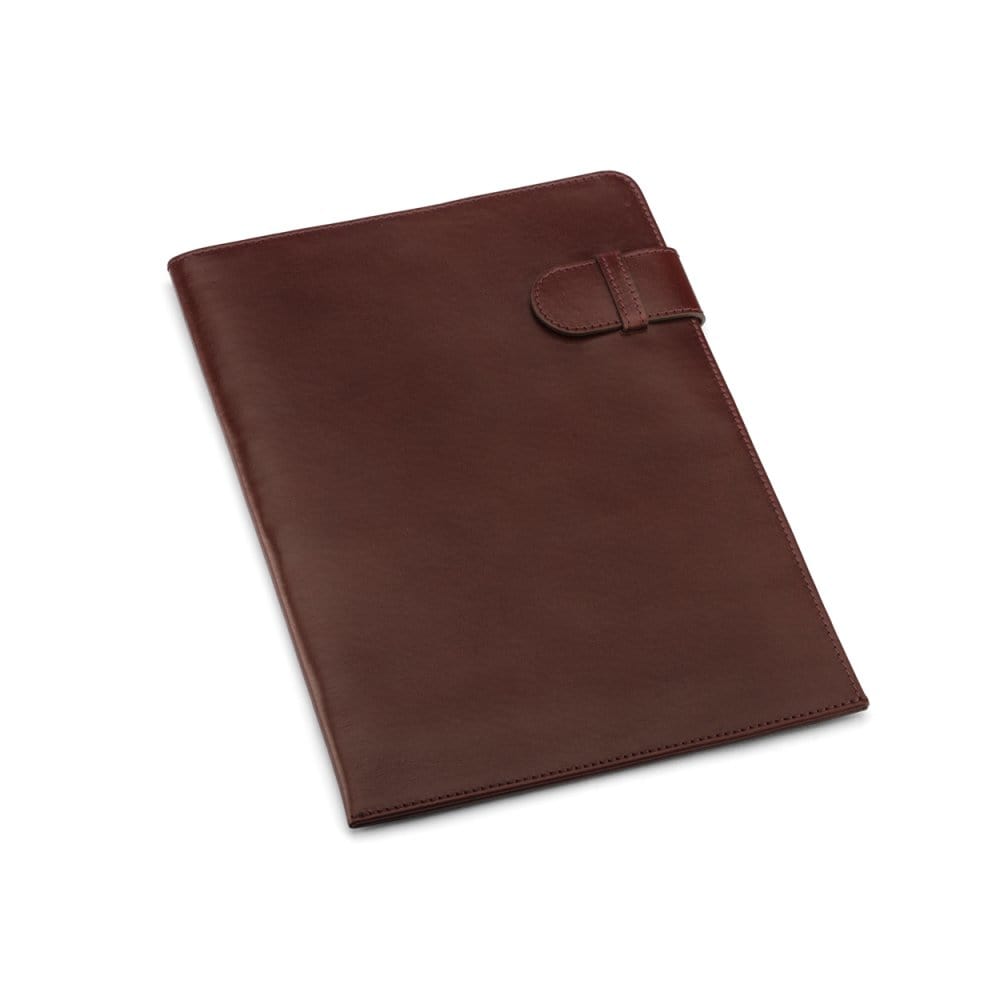 Leather document folder, dark tan, front