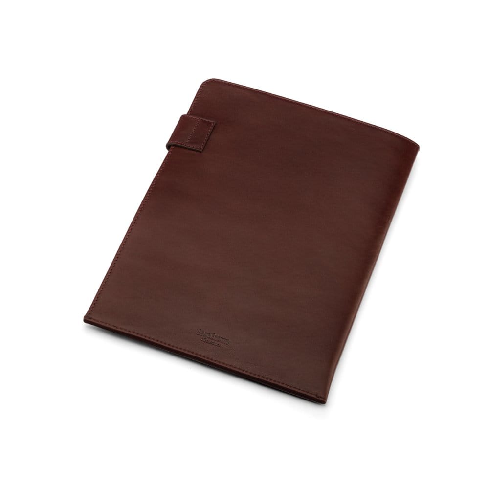 Leather document folder, dark tan, back