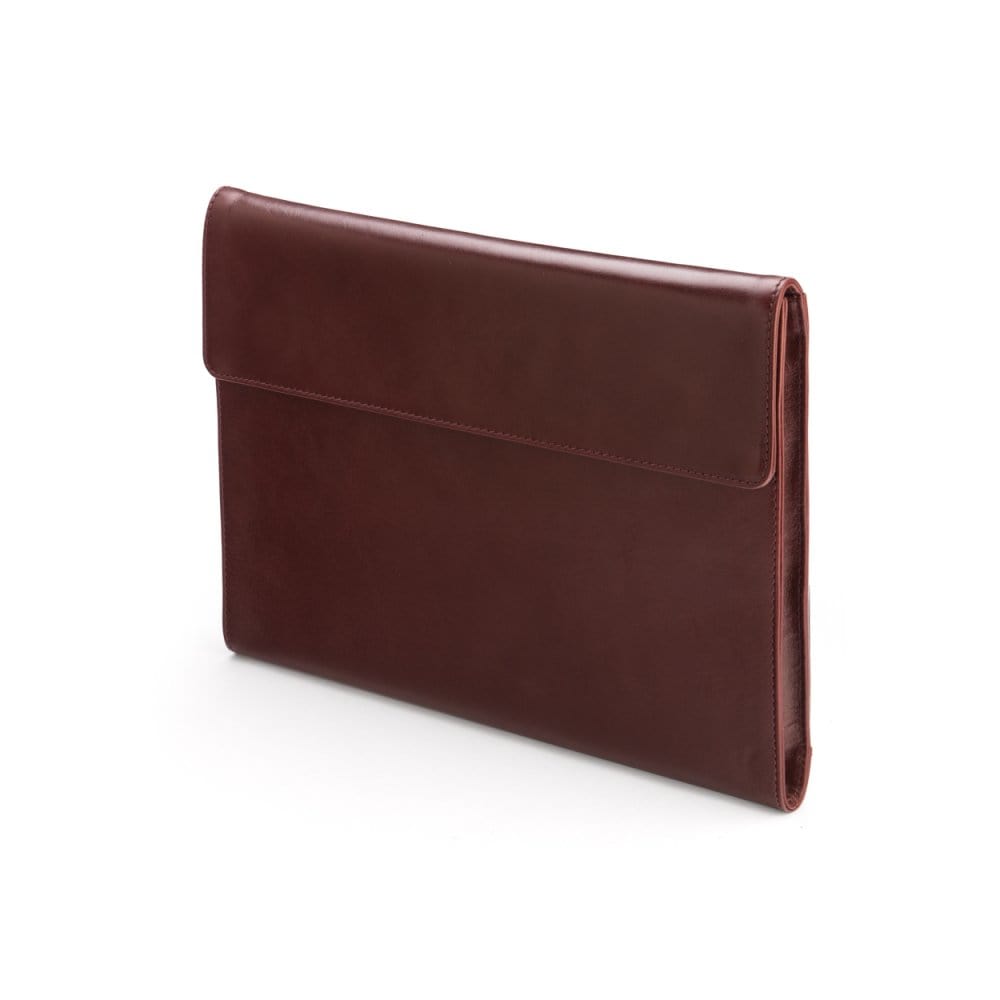 Leather envelope folder, dark tan, front