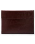 Leather envelope folder, dark tan, front view