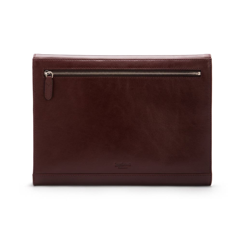 Leather envelope folder, dark tan, back