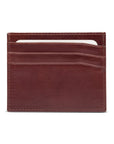 Leather flat credit card wallet 6 CC, dark tan, front