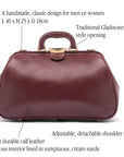 Small Gladstone Bag in Leather, dark tan, features