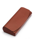 Leather hard shell glasses case, dark tan