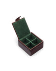 Leather jewellery box, dark tan, inside