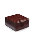 Leather jewellery box, dark tan, front