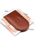 Leather Magnetic Money Clip, dark tan, dimensions