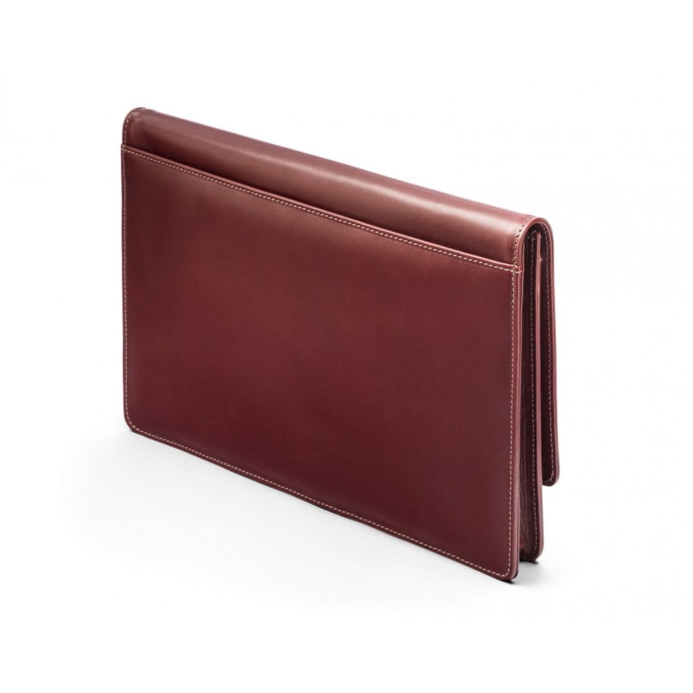 Small leather A4 portfolio case, dark tan, back